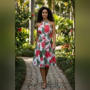 Tropical Halter Neck Dress